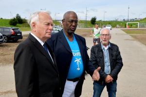 Visite de Jean- Marc Ayrault, Ancien premier ministre, Président de la fondation pour la mémoire de l'esclavage le 18 mai 2024 à Brest.